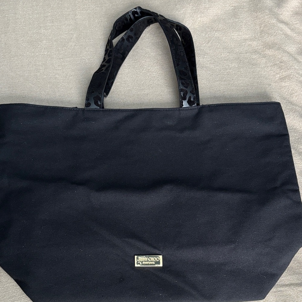 Jimmy Choo Black Fabric with Gold Logo